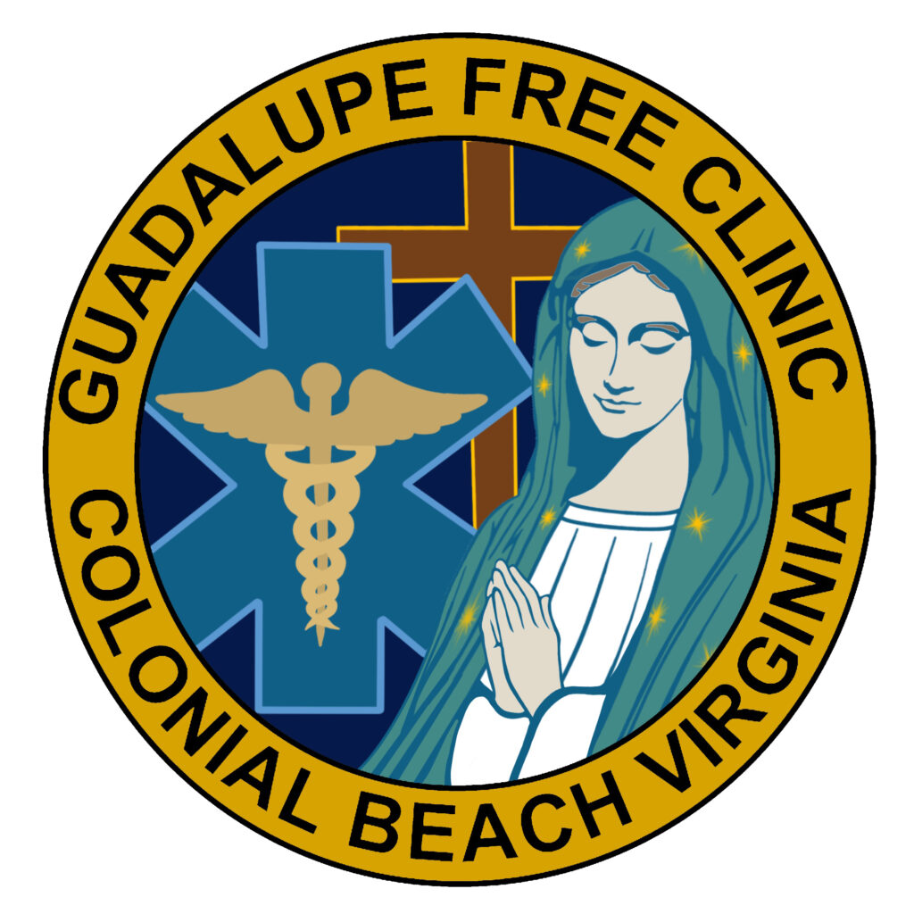 Guadalupe Free Clinic logo: Image of Saint Guadalupe, representing compassion, healing, and the mission of the clinic in Colonial Beach, Virginia