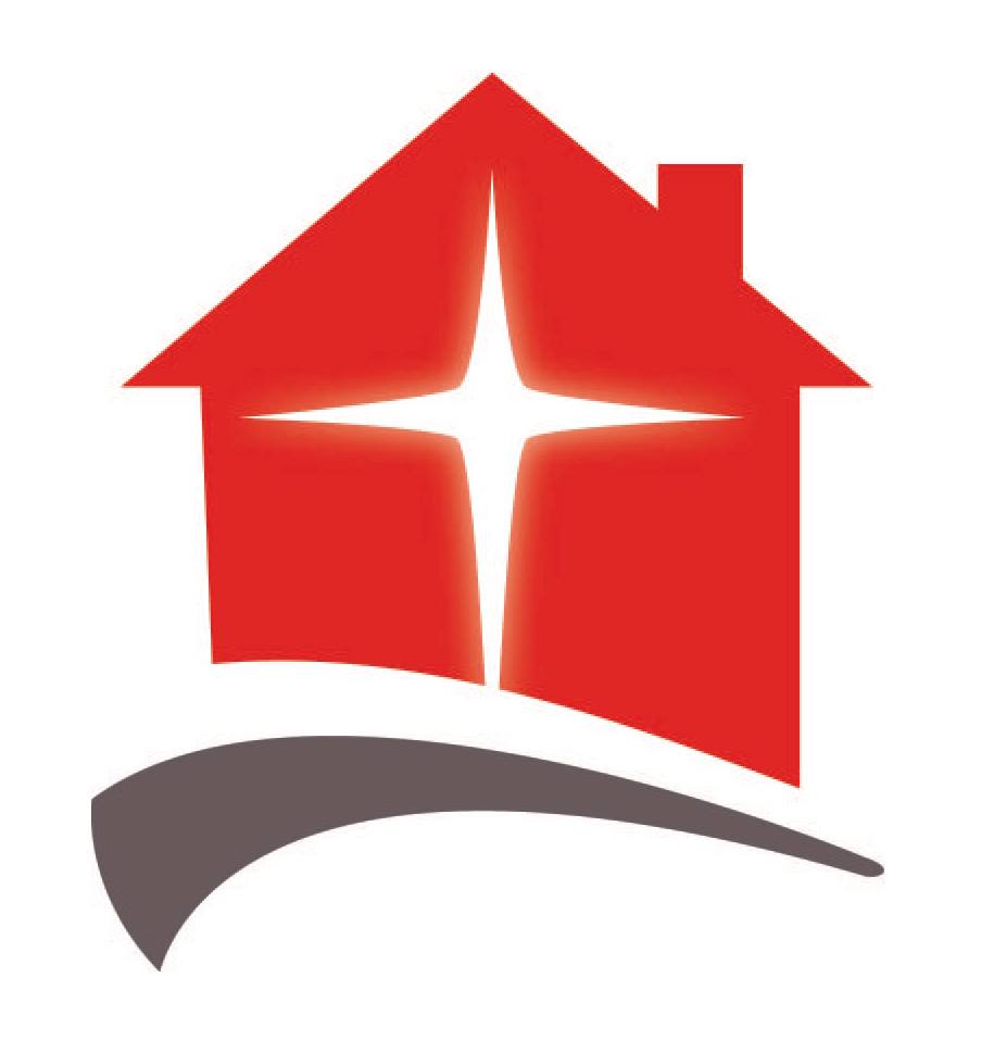 House of Mercy Food Pantry Thrift Store and Donation Center logo: Red house with white star inside and a black outline, representing shelter, hope, and community support